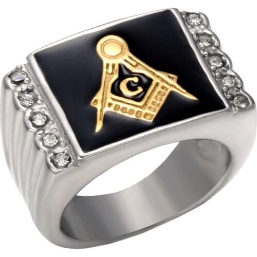 Set auger titanium steel ring fashion titanium steel casting Masonic Ring totem gold ring