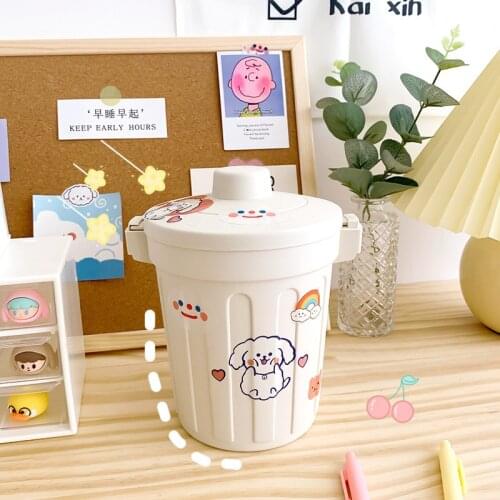 Cute Large Capacity Desktop Pen Makeup Brush Storage Bucket School Office Stationery Trash Organizer Kawaii Round Pen Holder
