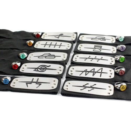 New Anime Konoha Kakashi Itachi Ninja Pain Cosplay Props Deidara Headband+Ring Orochimaru Wristband Armband Costumes Accessories