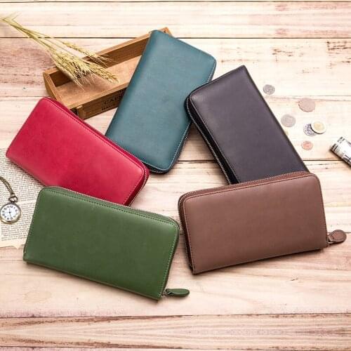 New Genuine Leather Credit Card Holder Women Clutch Cowhide Purses Long Phone Bag Wallet with Zipper Coin Pocket 36 Card Slots