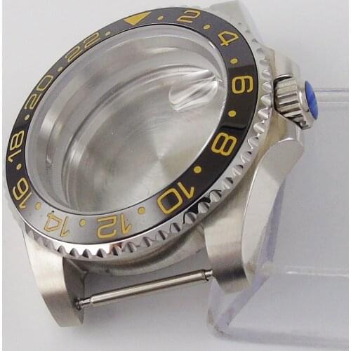 New Steel 40mm Watch Case for NH35 NH36 Screw Seeing Back 316 L ceramics Insert Unidirectional Bezel Insert