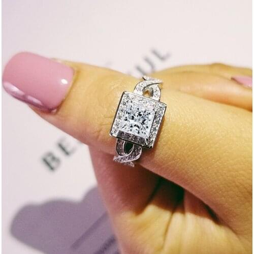 Rings Princess Cut Engagement wedding Rings For Women Twisted finger wholesale christmas gifts R753