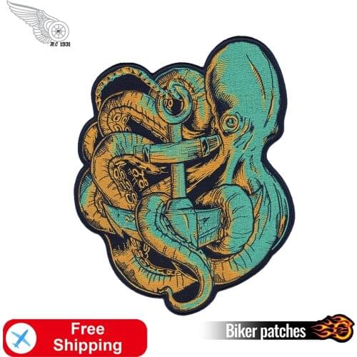 Huge Aquatic Aid 9.5" MC Biker Embroidered Back Patch Iron on for Clothing Cool Fashion Badge Punk Thing Wholesale Cheap Patches