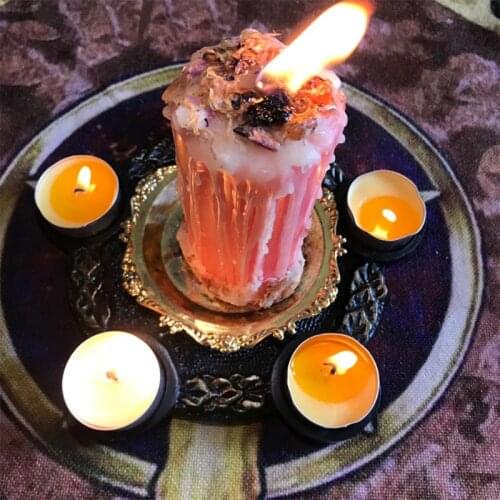 Resin Candle Holder Astrology Pentacle Altar Plate Divination Props Candlestick Witchcraft Supplies Table Energy Props