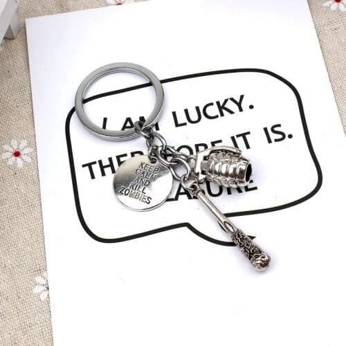 New Fashion KeychainThe Walking Dead Pendants DIY Men Jewelry Car Holder Souvenir For Gift Keep Calm And Kill Stick Grenade