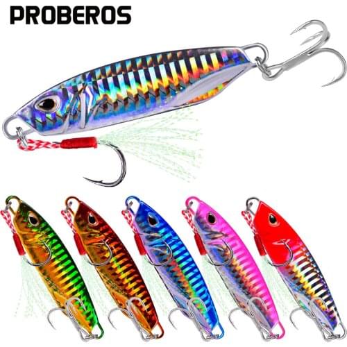 PROBEROS 1PC Metal Cast Jigging Lead Fish 10g-15g-20g-30g-40g-50g Casting Jig Spoon Sea Bass Fishing Lure Artificial Bait Tackle
