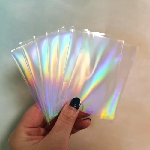 100Pcs Foil YGO Rainbow Laser Clear Sleeves Korea Idol Photo Holographic Protector Trading Card Shield Cover