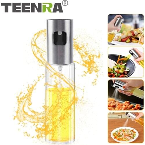 TEENRA Kitchen Baking Glass Olive Oil Sprayer Glass Olive Oil Vinegar Dispenser Bottle Vinegar Leak-proof BBQ Cooking Tools