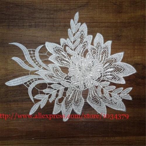 10Pcs 22.5X 20cm Wedding Headband Hair Accessories Venise Lace Beautiful Ivory Flower Floral Motif Appliques BD0108