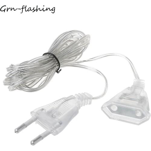 3M EU US Power Extension Cable Plug Transparent Standard Power Extension Cord For Home Holiday Led String Light Christmas Lights