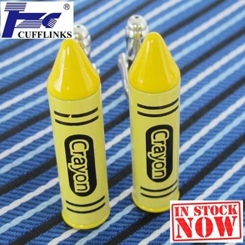 Yellow Crayon Cufflink Cuff Link 2 Pairs Free Shipping Promotion