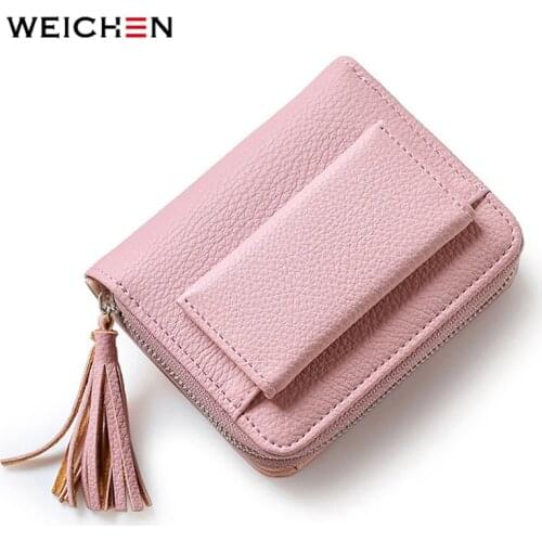 WEICHEN Tassel Design Female Wallets With Zipper Coin Pocket Card Holder Ladies Purses Short Brand Designer Women Wallet Hot