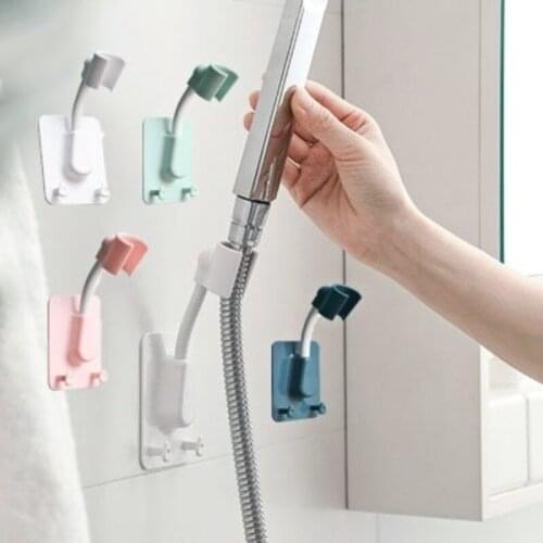All-round Shower Head Holder Adjustable Self-Adhesive Showerhead Bracket Wall Mount With 2 Hooks Stand SPA Bathroom Universal