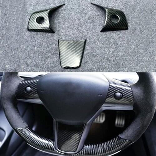 3pcs Matte Silver For Tesla Model Y Steering Wheel Patch Decoration Interior Car Modified Accessories