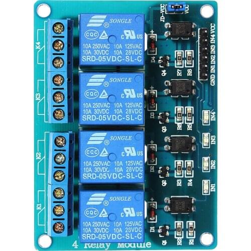 4 Channel DC 5V Relay Module Board, Electrical Equipments 4-Ch Optocoupler fit PIC Smart Home Control Switch