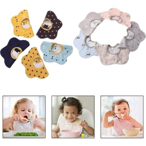5pcs/set Newborn Baby Pure Cotton Waterproof Flower Bibs Feeding Burp Cloths