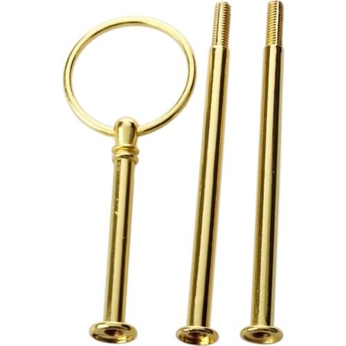 5 Wedding Metal Gold 3 Tier Cake Stand Center Handle Rods Fittings Kit