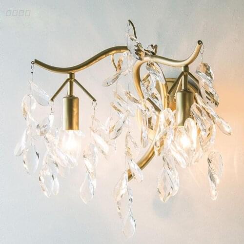 American country crystal wall lamp living room wrought iron bedroom bedside Nordic creative simple personality dining room