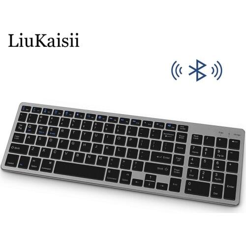 Bluetooth Keyboard Rechargeable Portable BT Wireless Keyboard with Number Pad Full Size Design for Laptop Desktop PC Tablet