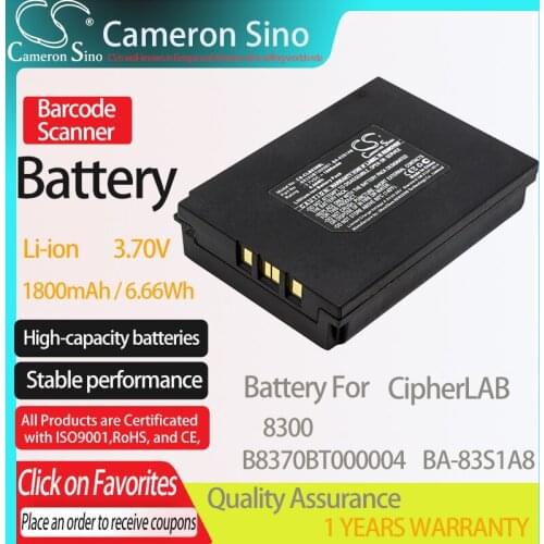 CameronSino Battery for CipherLAB 8300 fits CipherLAB B8370BT000004 B837GA00131 Barcode Scanner battery 1800mAh/6.66Wh 3.70V