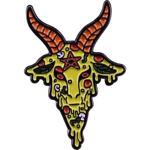 Voodoo Goat Head Skull Horns Enamel Pin