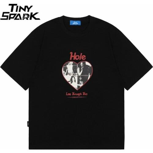 2021 Men Hip Hop Streetwear T-Shirt Heart Graphic Letter Printed T Shirt Casual Cotton Harajuku Short Sleeve Tshirt Tops Tees