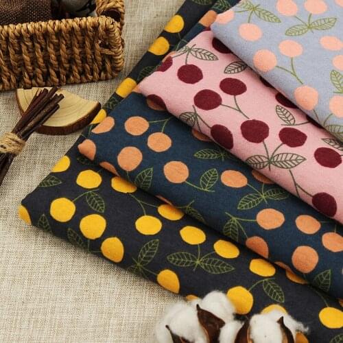 100X145cm Cotton Brushed Fabric Cherry Pattern Printed Woven Poplin Tissu Sewing Dress Coat Pants Blouse DIY Patchwork Tela
