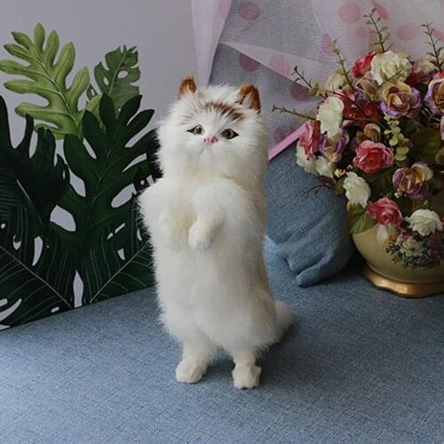 Simulation Plush Cat Desktop Decoration Ornaments Lifelike Cat Dolls Home Creative Kitten Models Crafts Kids Gift