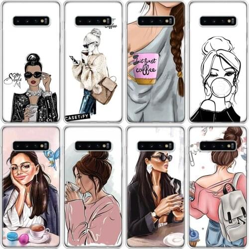 Coffee Art Princess Phone Case For Samsung Galaxy A51 A71 A50 A70 A90 A10S A20S A20E A21 A30 A40 A41 A01 M30S A6 A7 A8 A9 A10Plu