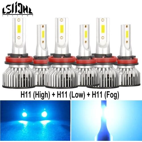 6x H11/H9/H8 Car LED Headlight High Low Combo Beam + Fog Light Bulbs Kit 8000K Ice Blue For Nissan Altima 2007-2018