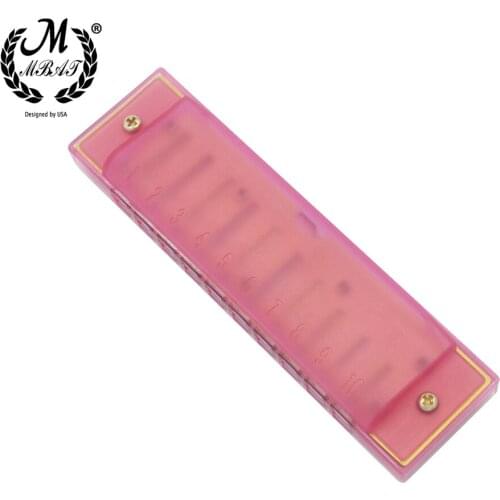 M MBAT 10 Holes 20 Tone Blues Harmonica C Tune Plastic Colorful Harmonica with Case Instrument Beginner Use Children Gift