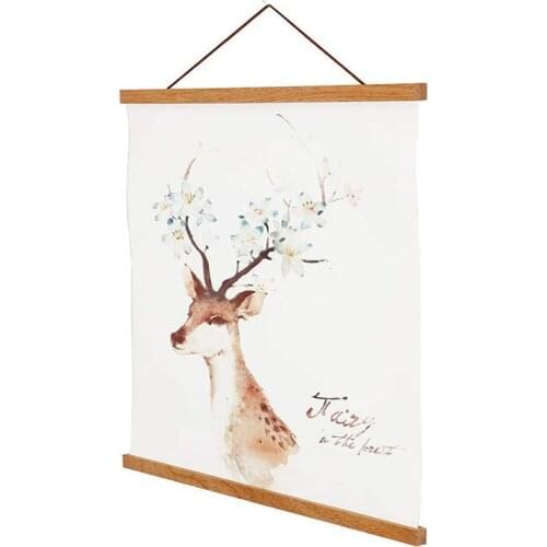 Magnet Teak Wood Pine Hanging Scrolls Wall Art Photo Frame Family Canvas Painting Posters Hanger Frame Hanging Painting Pole