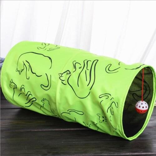 Lovely Pet Cat Tunnel Green Toy With Ball Play Fun Cat Toys Rabbit Play Tunnel D670
