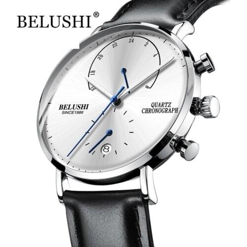 Mens Waterproof Watches Leather Strap Slim Quartz Casual Business Mens Wrist Watch Top Brand Belushi Male Clock 2020 Fashion