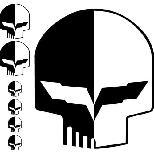 For Corvette C6 "Jake" Racing Skull Decal/Sticker -- Bundle C6R, Z06, ZR1 C& - Large