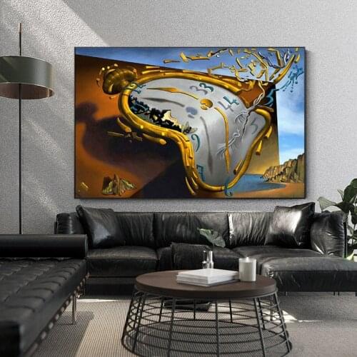 The Persistence of Memory Canvas Painting By Salvador Dali Famous Posters and Prints Wall Art Picture for Living Room Home Decor