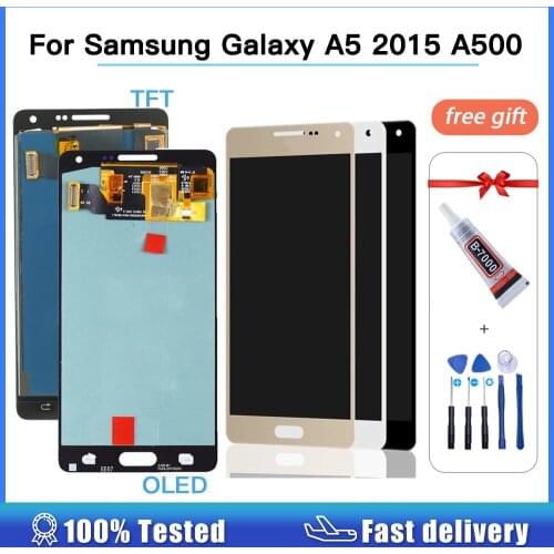 OLED TFT LCD for SAMSUNG Galaxy A5 2015 Display Touch Screen A500 SM-A500 A500F A500FU A500M A500Y A500FQ Adjust brightness