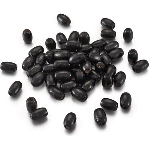 200pcs 12x8mm Oval Wooden Beads Black Loose Wood Beads Spacers for Handmade Necklace Bracelet Jewelry Making DIY Accessories
