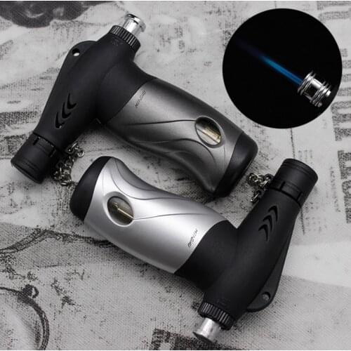 Popular creative inflatable gas windproof igniter press ignition jet flame small welding gun kitchen barbecue portable lighter