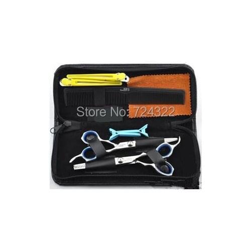 Professional 6.0 440C steel Hairdressing Scissors shears Set Kit Barber Hair Straight Thinning cutting razor comb Free Shipping