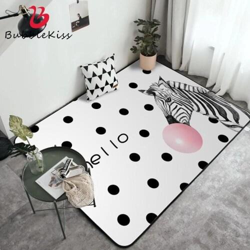 Bubble Kiss Modern Zebra Design Pink Carpet Gum Round Black Dots Rugs And Carpet For Home Living Room Home Decoration Floor Rugs