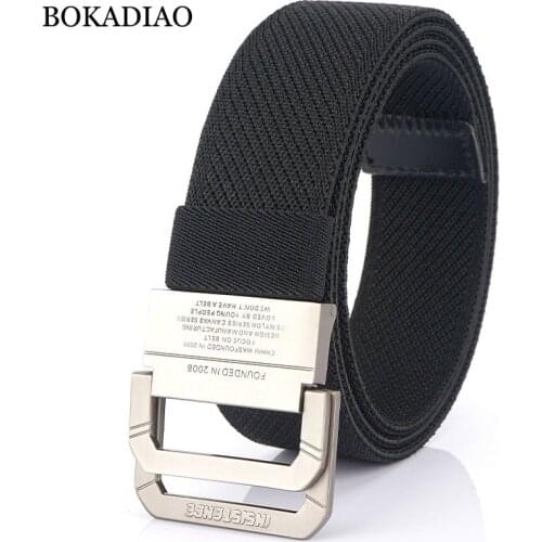 BOKADIAO Men&Women fashion Nylon belt luxury Metal buckle Stretch elastic canvas Belts for men casual jeans Waistband male strap