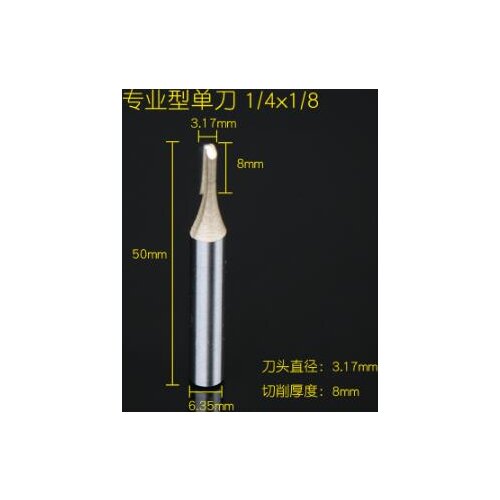 Silver Tone Single Flutes Cutting Straight Router Bit 1/4" x 1/8"