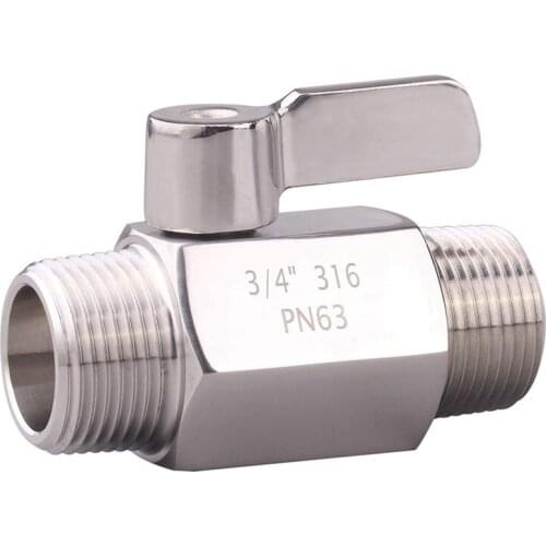 316 Stainless Steel Ball Valve 3/4 Inch NPT Thread Male Small Mini Ball Valve Water Flow Regulator Head Control Valve