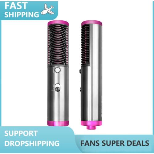 Hair straightening Brush with 2-in-1 straightening Comb and Curly Hair Anti-Scald Heated Function Fast Heating Rotating Iron