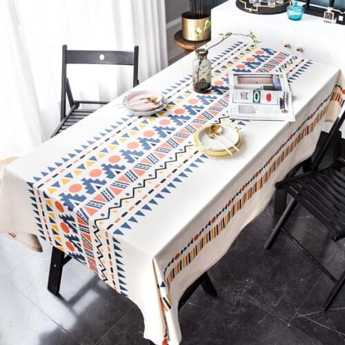 Bohemian Style Cotton Linen Tablecloth Dinning Room Colorful Geomatirc Multi-function Covers Simple Rectangle Table Cloth Cover