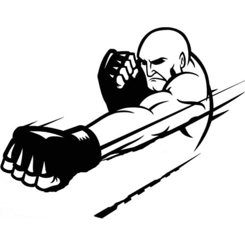 15CM*11.8CM Creative Boxing Martial Arts Athlete Decor Black/Silver Car Stickers Vinyl Decal S9-0557