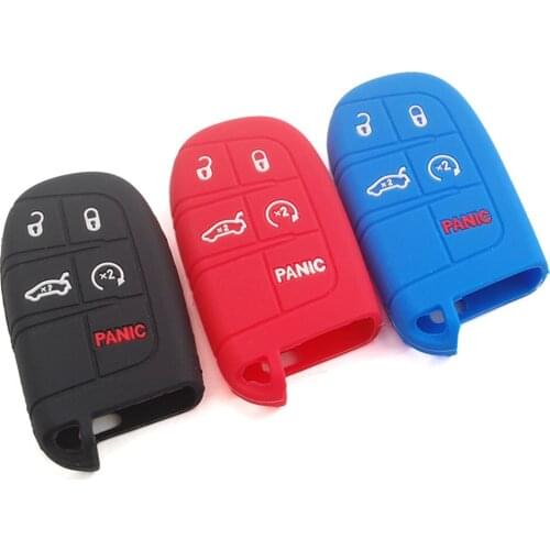 1x Silicone Rubber Key Cover 6 Color key Fob Case Cover Jacket Shell For Jeep Cherokee Dodge 2017 longitude Ram Remote keyless