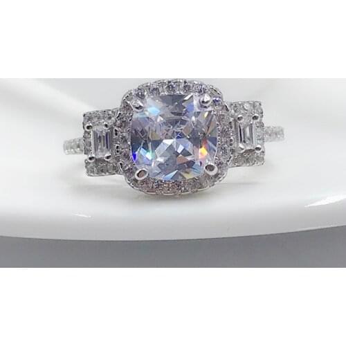 2021 Classic Luxury Real Solid 925 Sterling Silver Ring Square Arrows Zircon Wedding Jewelry Rings Engagement For Women