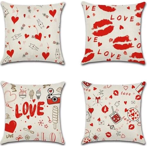 2021 Romantic Valentines Day Gift Red Love Lips Pillow Case Cushion Cover Sweet Wedding Decoration Cojines